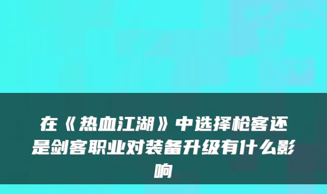 在《热血江湖》中选择枪客还是剑客职业对装备升级有什么影响