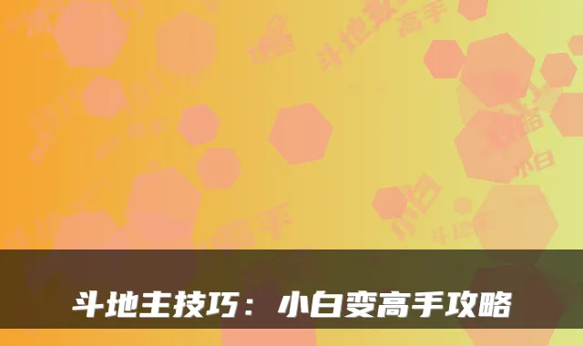 斗地主技巧：小白变高手攻略