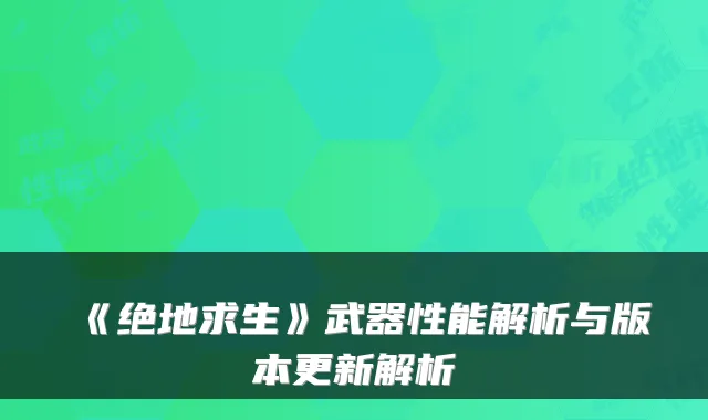 《绝地求生》武器性能解析与版本更新解析