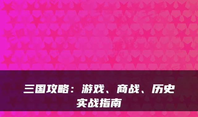 三国攻略：游戏、商战、历史实战指南