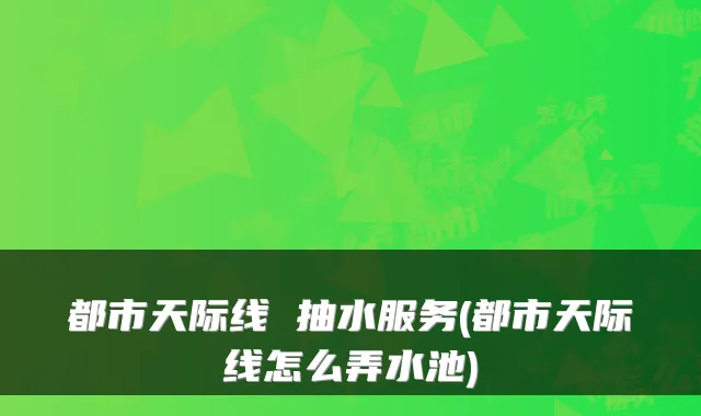 都市天际线 抽水服务(都市天际线怎么弄水池)