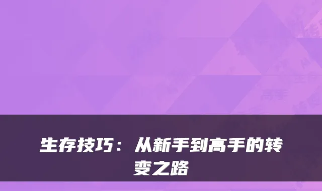 生存技巧:从新手到高手的转变之路