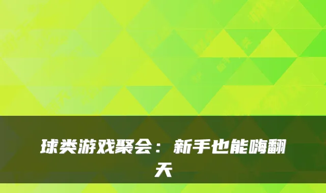 球类游戏聚会：新手也能嗨翻天