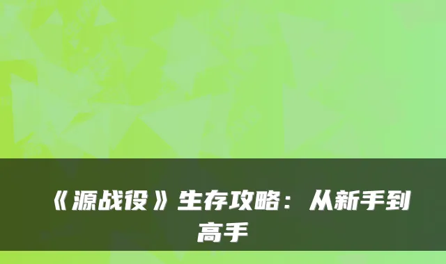 《源战役》生存攻略：从新手到高手