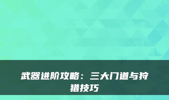 武器进阶攻略:三大门道与狩猎技巧