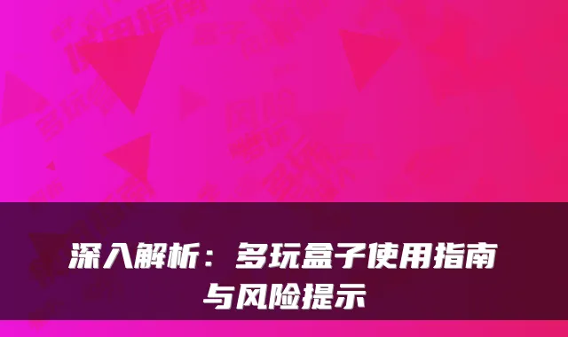 深入解析：多玩盒子使用指南与风险提示