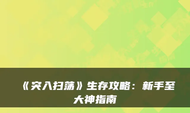 《突入扫荡》生存攻略：新手至大神指南