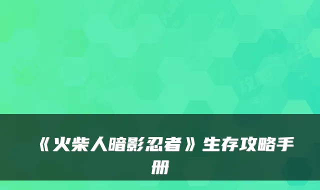 《火柴人暗影忍者》生存攻略手册
