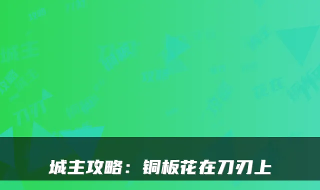 城主攻略：铜板花在刀刃上