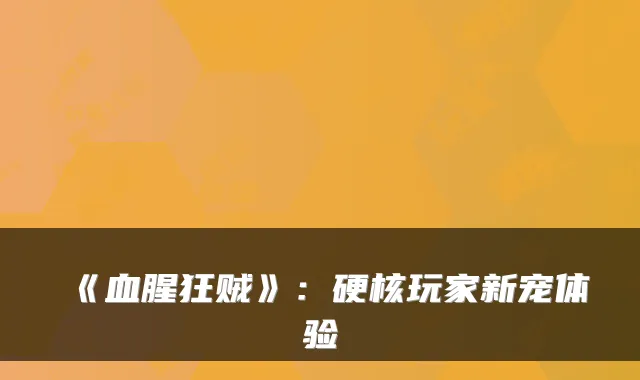 《血腥狂贼》：硬核玩家新宠体验