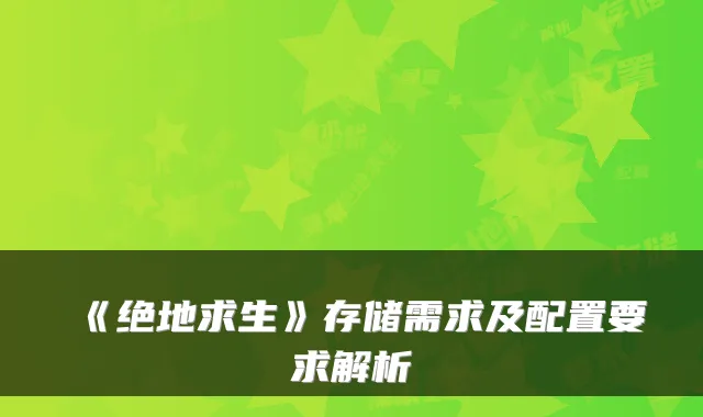 《绝地求生》存储需求及配置要求解析