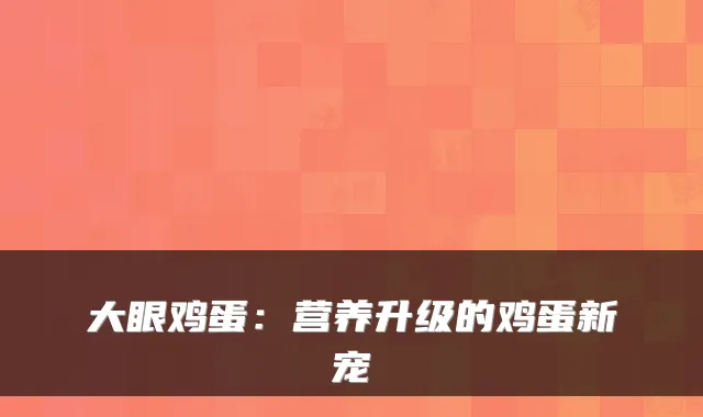 大眼鸡蛋:营养升级的鸡蛋新宠