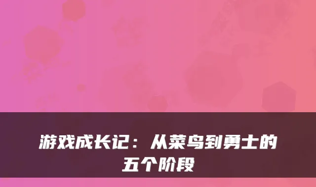 游戏成长记：从菜鸟到勇士的五个阶段