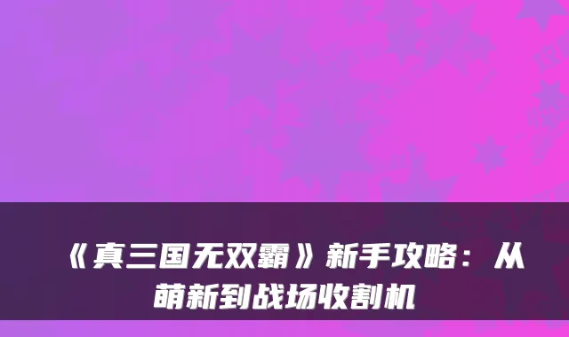 《真三国无双霸》新手攻略：从萌新到战场收割机