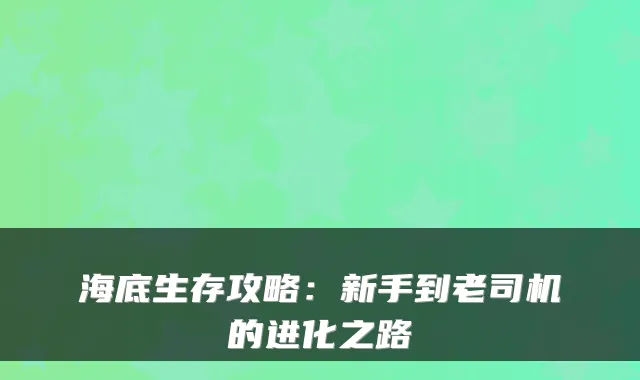 海底生存攻略：新手到老司机的进化之路