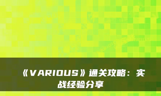 《VARIOUS》通关攻略：实战经验分享