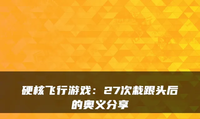 硬核飞行游戏：27次栽跟头后的奥义分享