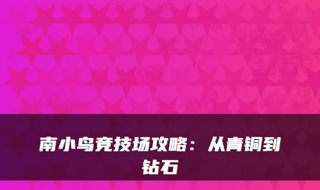 南小鸟竞技场攻略：从青铜到钻石