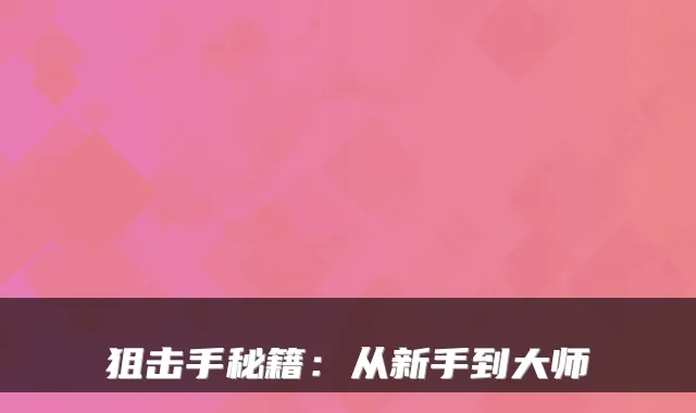 狙击手秘籍：从新手到大师
