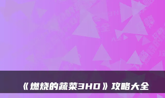 《燃烧的蔬菜3HD》攻略大全