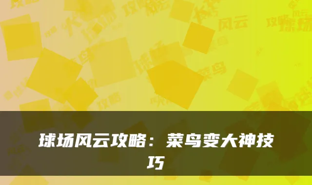球场风云攻略：菜鸟变大神技巧