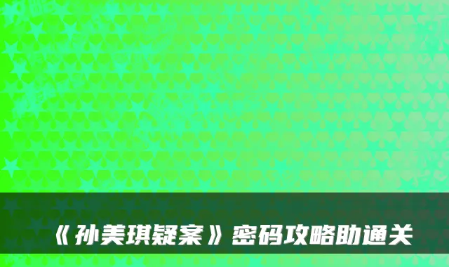 《孙美琪疑案》密码攻略助通关
