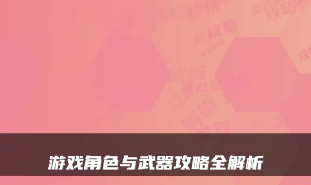 游戏角色与武器攻略全解析