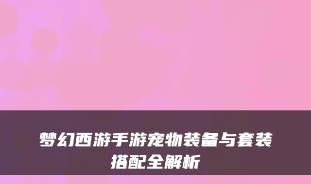 梦幻西游手游宠物装备与套装搭配全解析