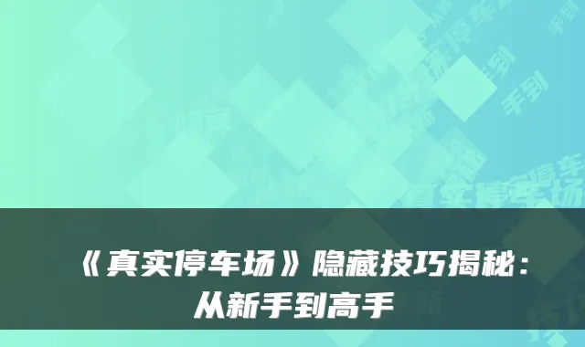 《真实停车场》隐藏技巧揭秘：从新手到高手