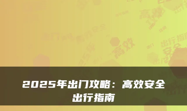2025年出门攻略：高效安全出行指南