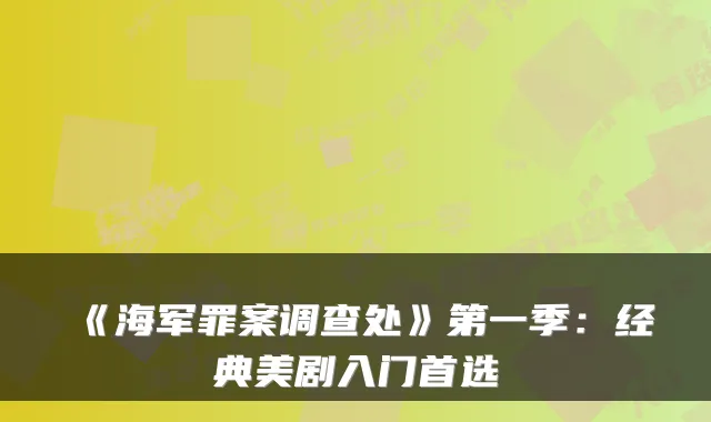 《海军罪案调查处》第一季：经典美剧入门首选