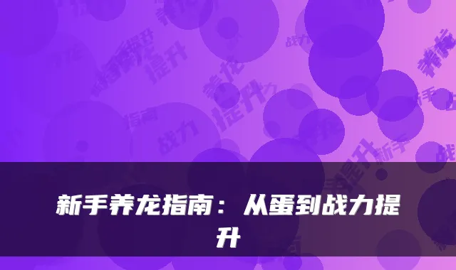 新手养龙指南：从蛋到战力提升