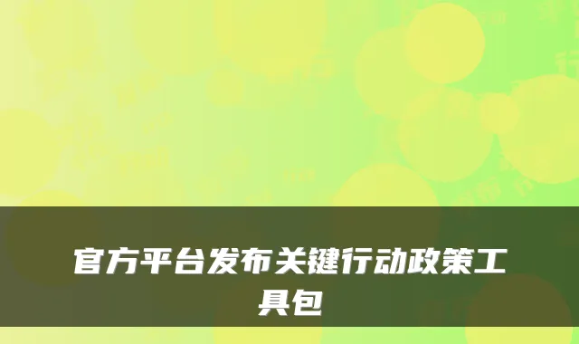 官方平台发布关键行动政策工具包