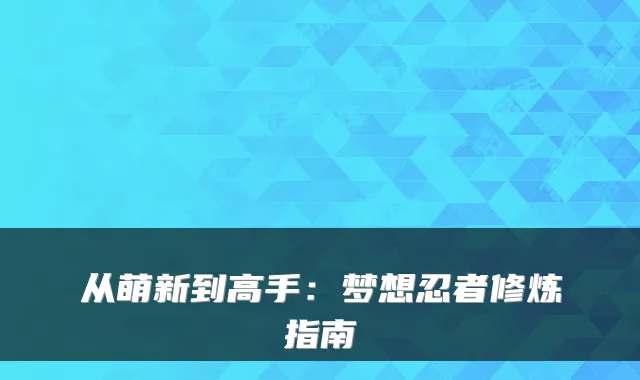 从萌新到高手：梦想忍者修炼指南