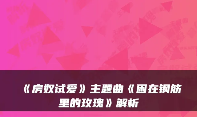 《房奴试爱》主题曲《困在钢筋里的玫瑰》解析