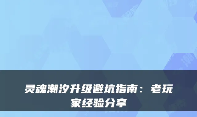 灵魂潮汐升级避坑指南：老玩家经验分享