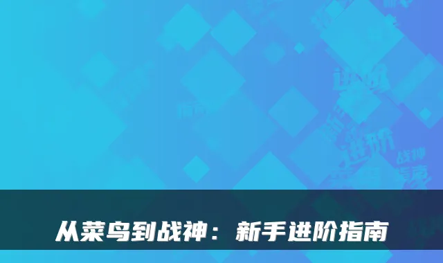 从菜鸟到战神：新手进阶指南