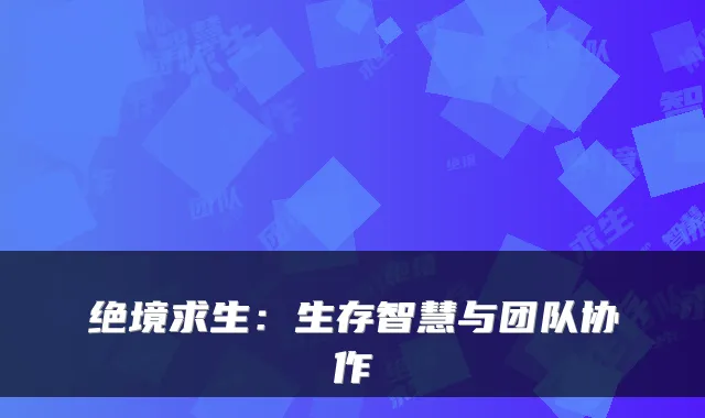 绝境求生：生存智慧与团队协作