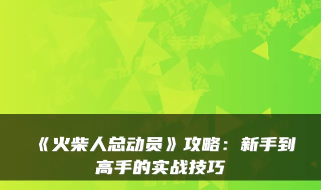 《火柴人总动员》攻略：新手到高手的实战技巧