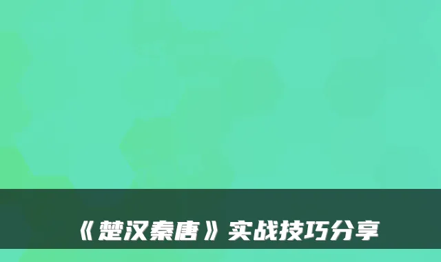 《楚汉秦唐》实战技巧分享