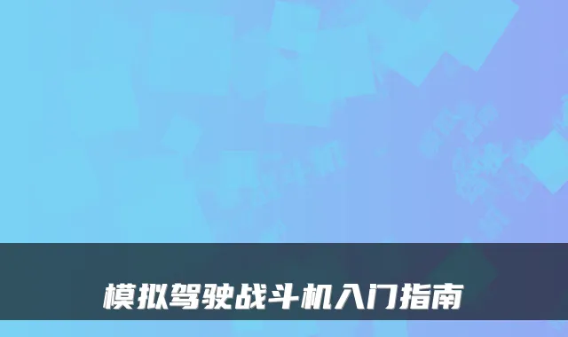 模拟驾驶战斗机入门指南