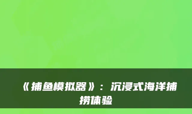 《捕鱼模拟器》：沉浸式海洋捕捞体验