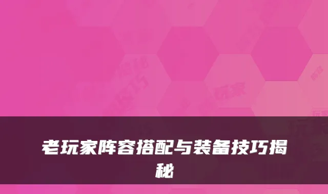 老玩家阵容搭配与装备技巧揭秘