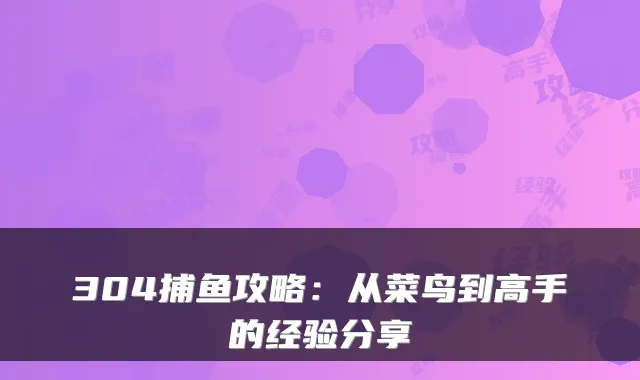 304捕鱼攻略：从菜鸟到高手的经验分享