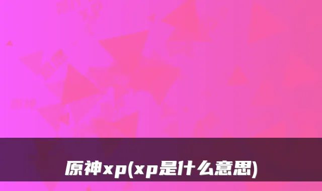 原神xp(xp是什么意思)