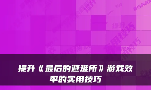 提升《最后的避难所》游戏效率的实用技巧