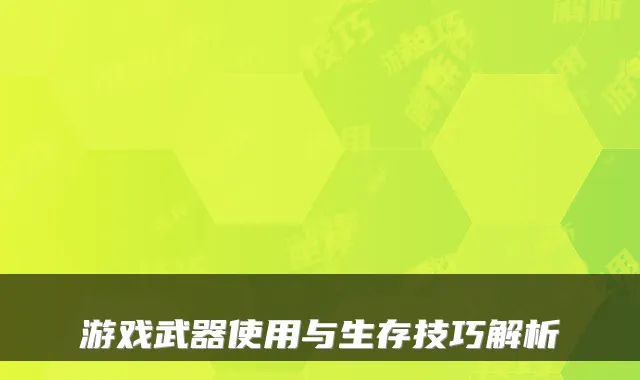 游戏武器使用与生存技巧解析