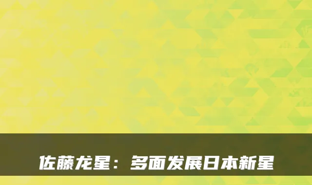 佐藤龙星：多面发展日本新星