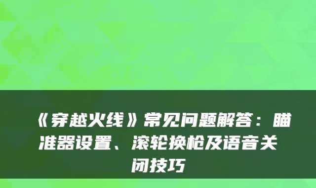 《穿越火线》常见问题解答:瞄准器设置、滚轮换枪及语音关闭技巧