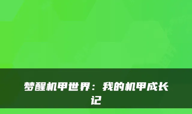 梦醒机甲世界：我的机甲成长记